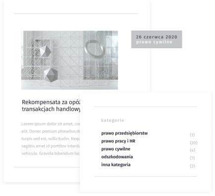 Projekt UI sekcji bloga i kategorii usług kancelarii prawnej